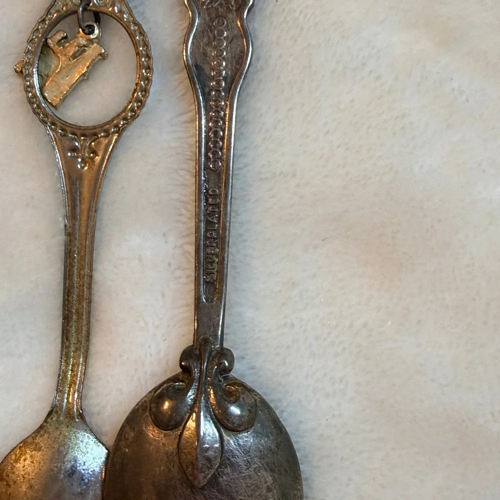 Vintage Souvenir Collector Spoon Lot 9pc Florida Nashville Kansas Oklahoma DC